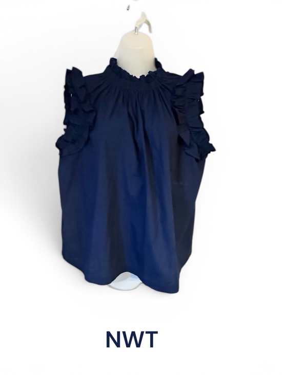 crown & ivy Tops - NWT  Navy Ruffle Sleeveless Cotton Spring/Summer Top  LARGE   #12